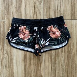 Rip Curl black pink floral swim shorts Size S EUC